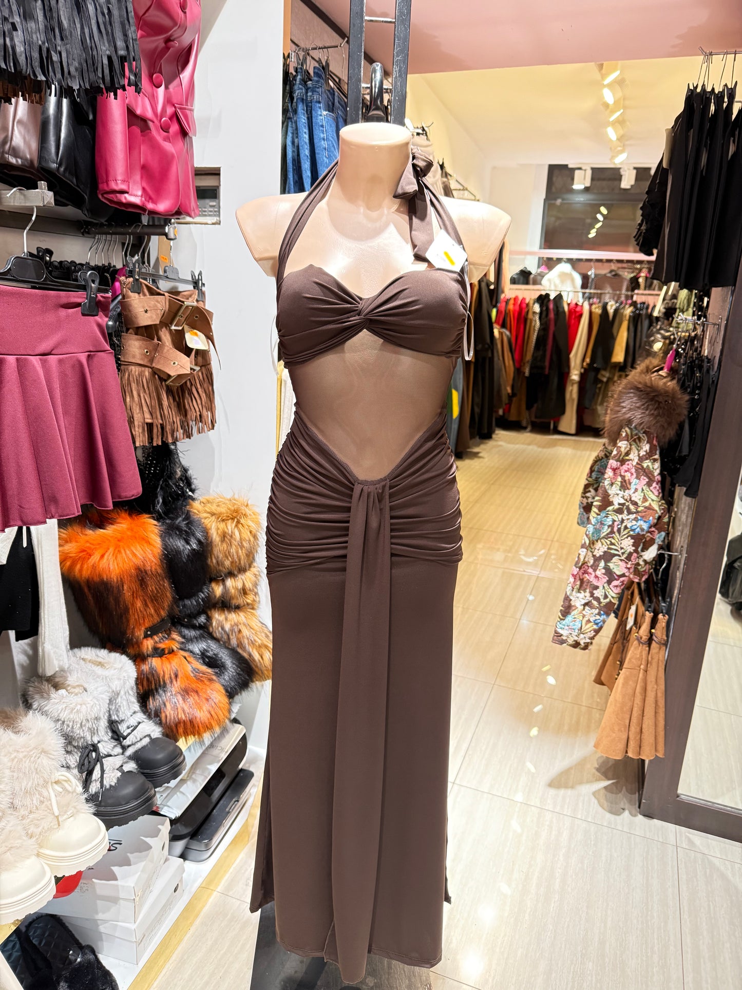 Vestito lungo raso classic