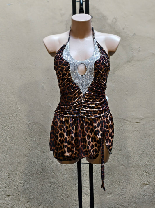 Vestito Leopardato brillantini