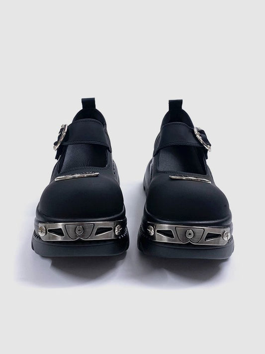 Scarpa pelle con plateau