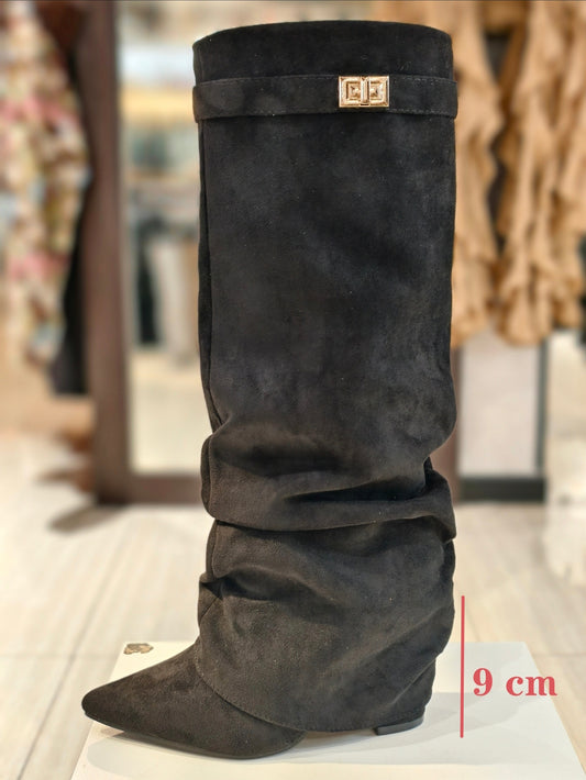 Stivali arriciati camoscio