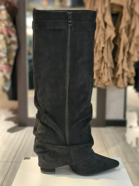 Stivali arriciati camoscio