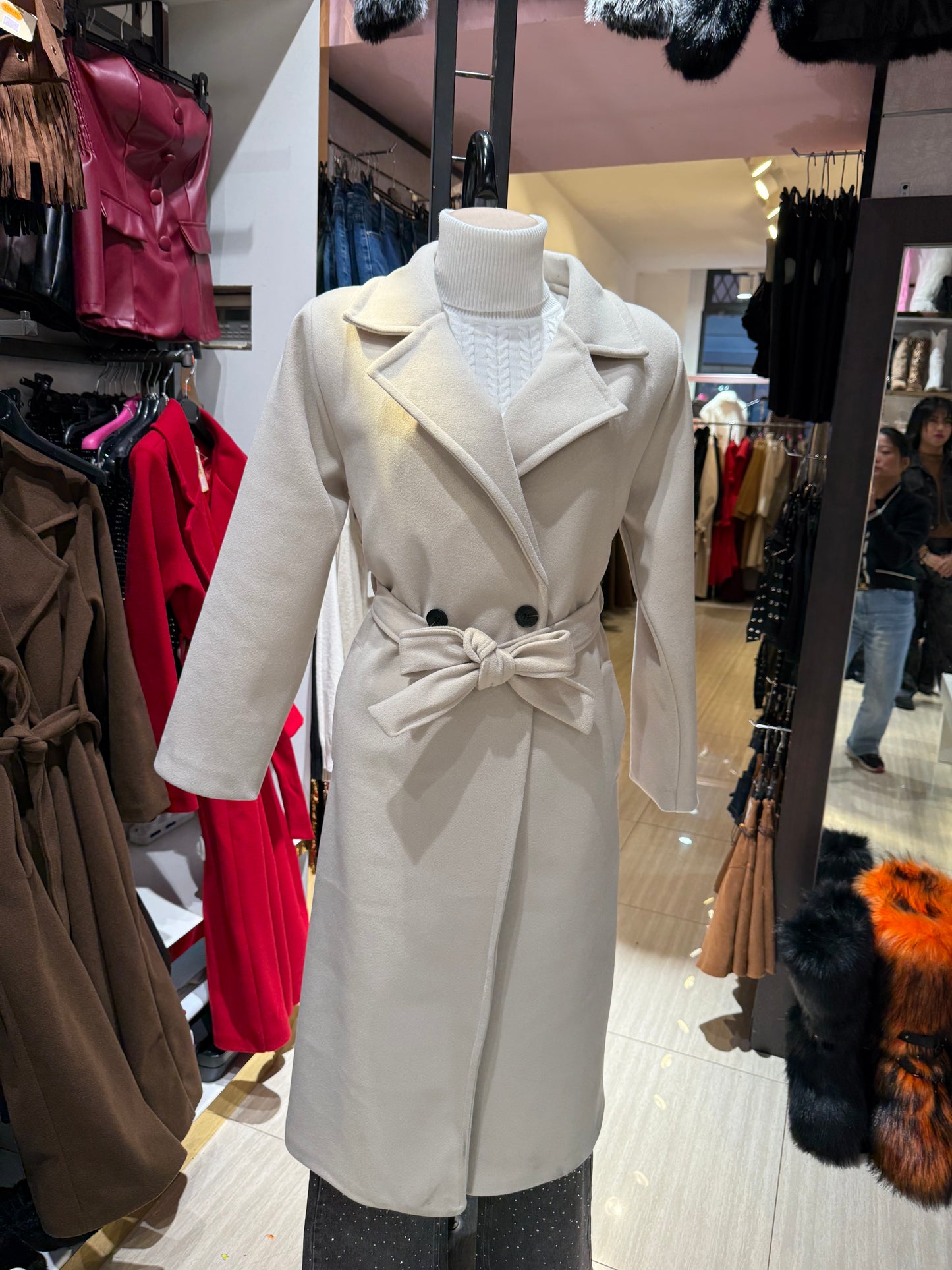 Cappotto lungo effetto lana