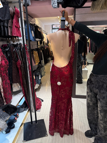 Vestito paillettes lungo siero