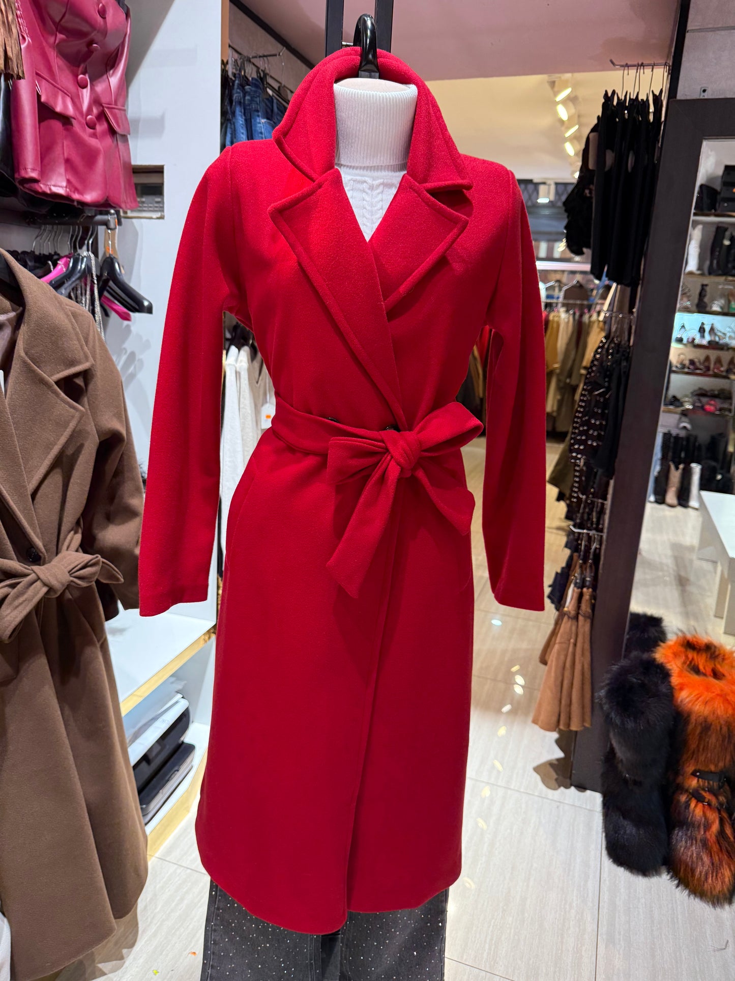 Cappotto lungo effetto lana