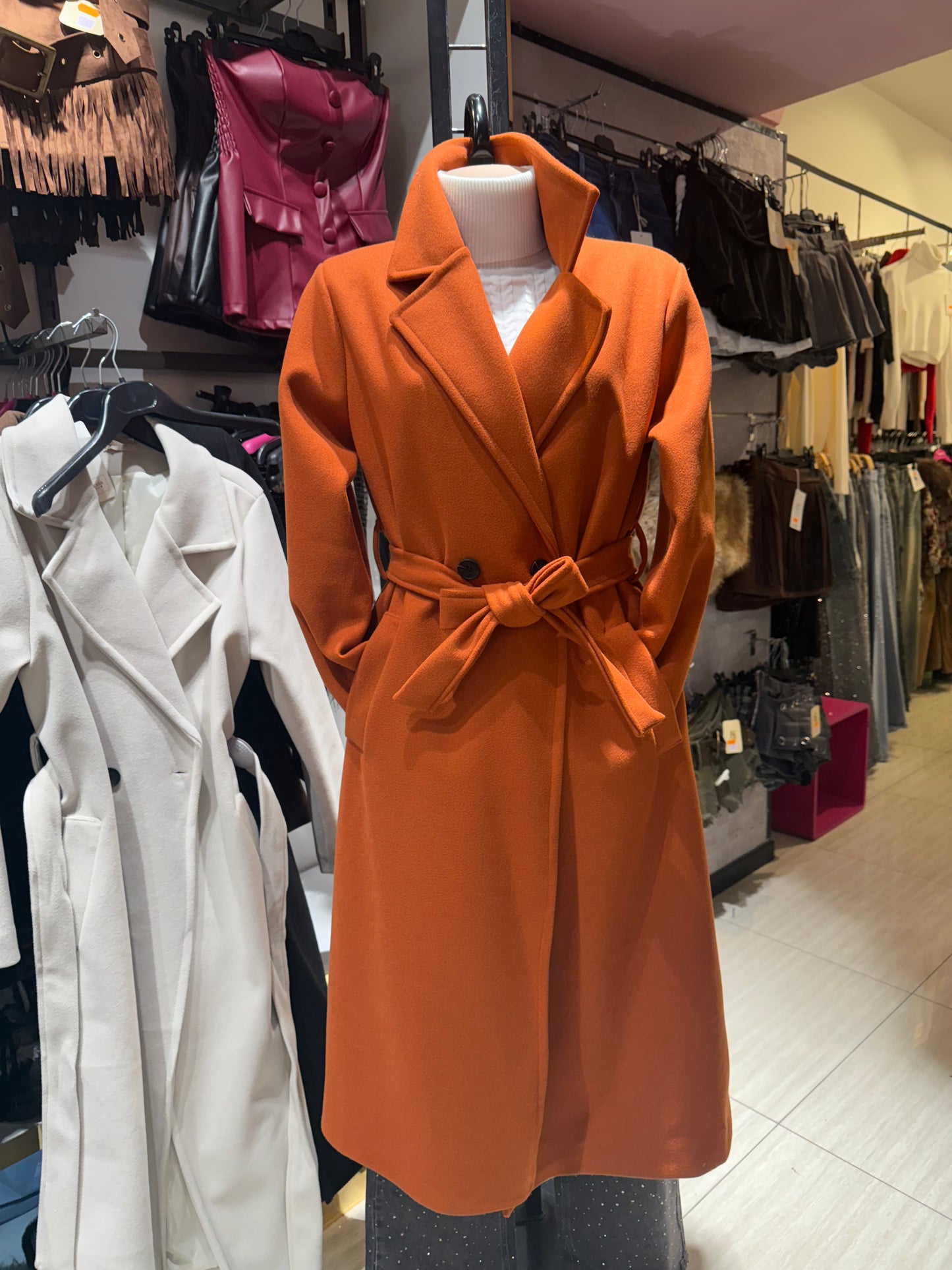 Cappotto lungo effetto lana