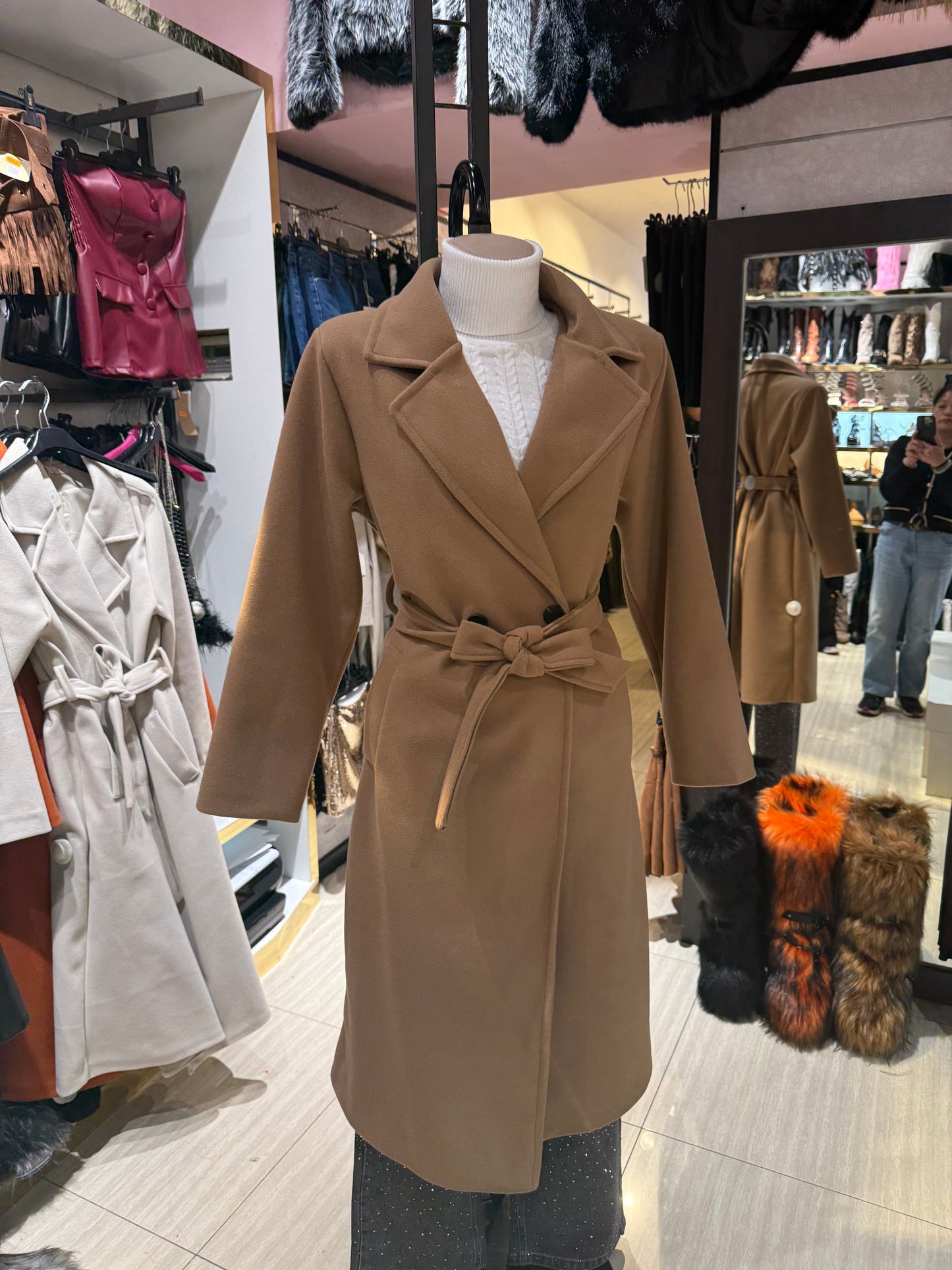 Cappotto lungo effetto lana