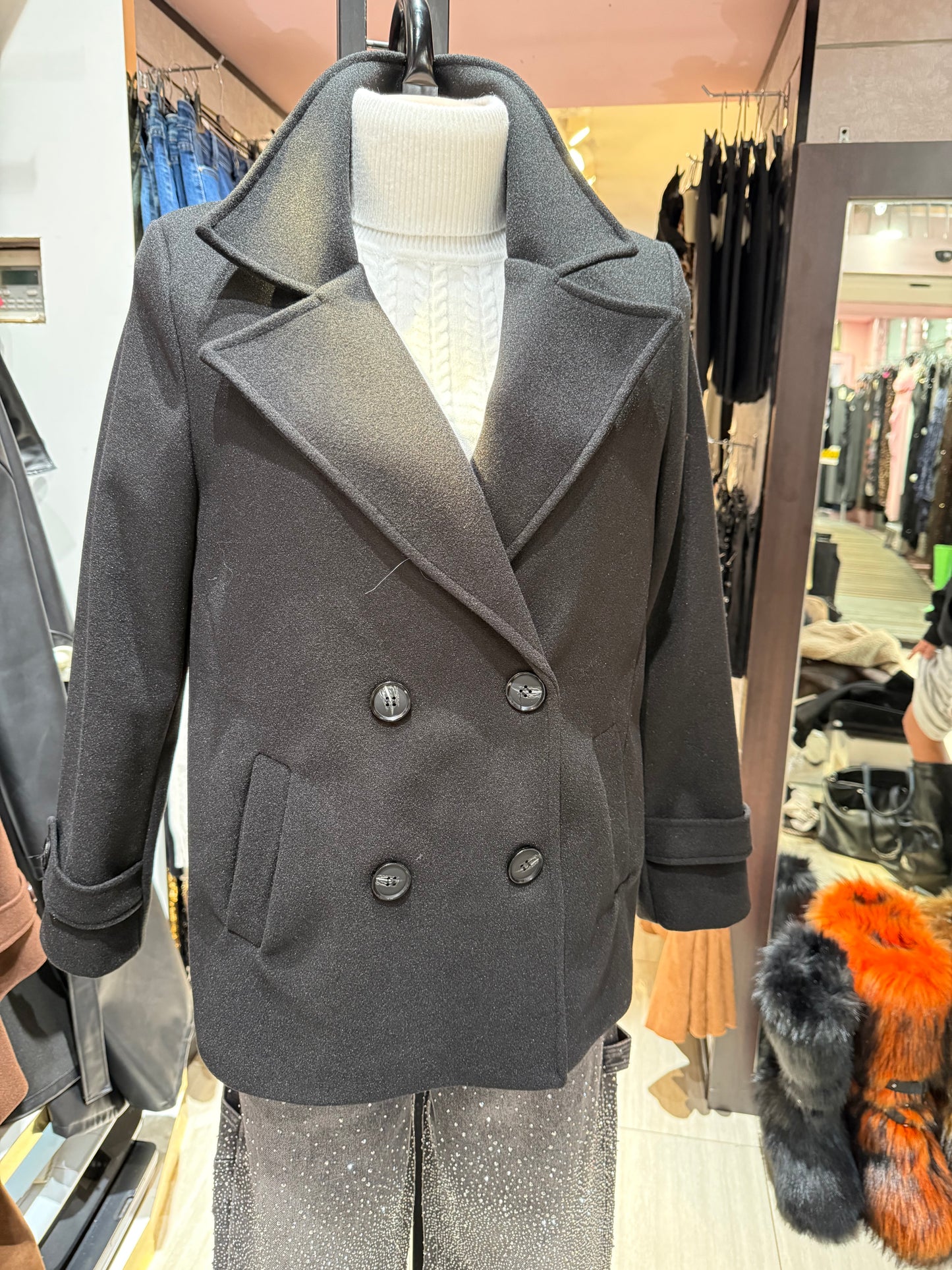 Giacca elegante corto effetto lana