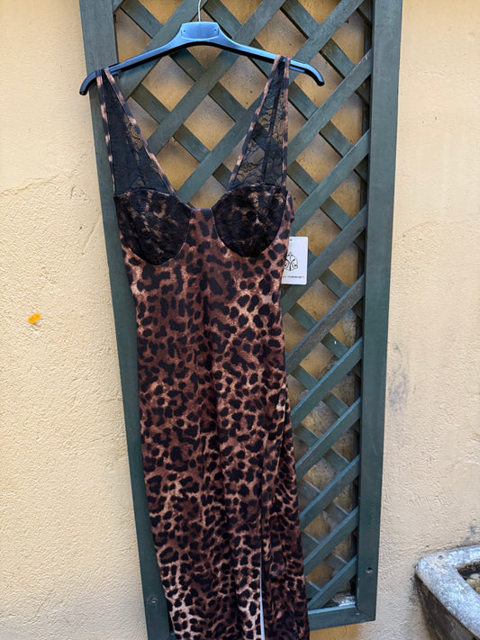 Vestito lungo leopardato