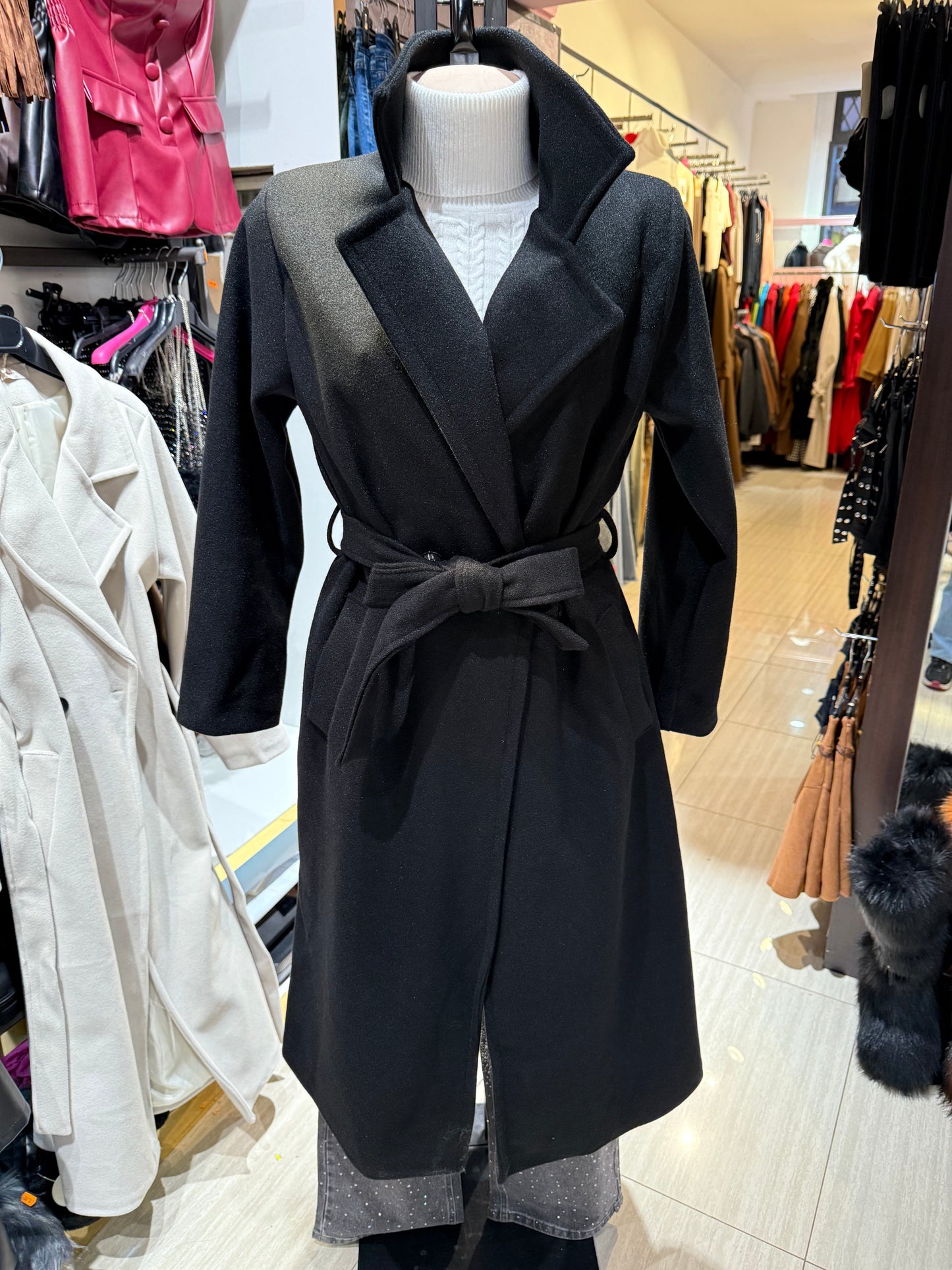 Cappotto lungo effetto lana