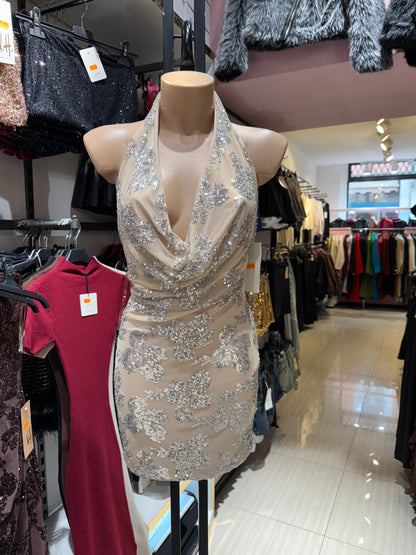 Vestito paillettes corto siero