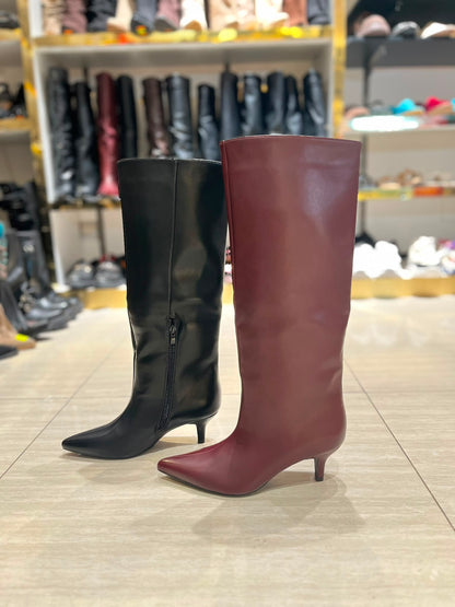Stivale in Pelle con Tacco Basso