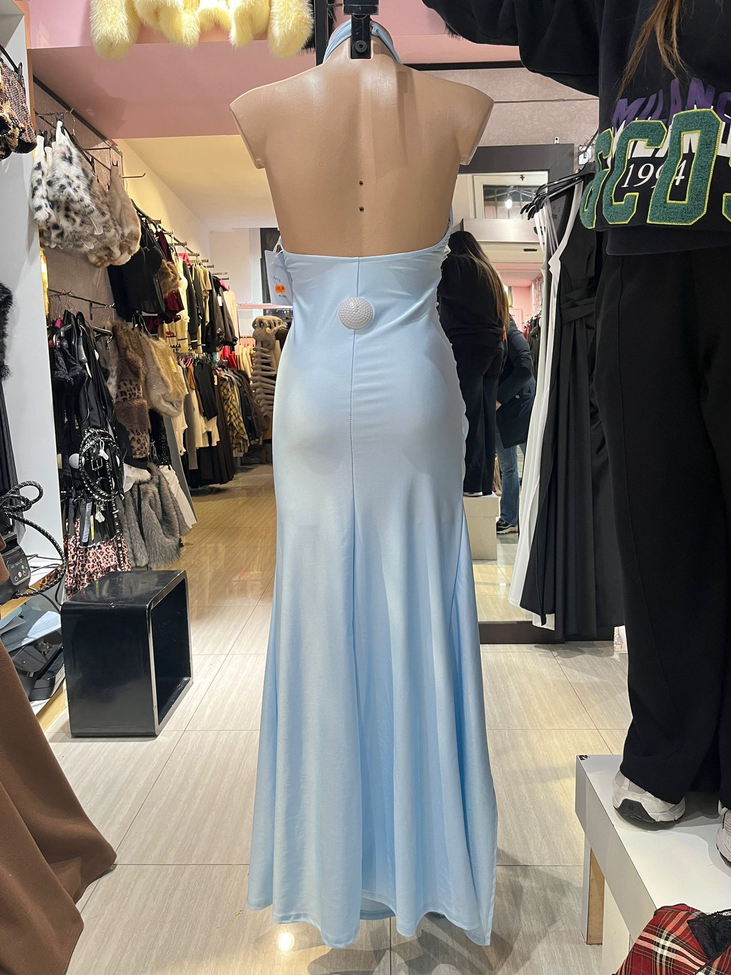 Abito lungo in raso aurora