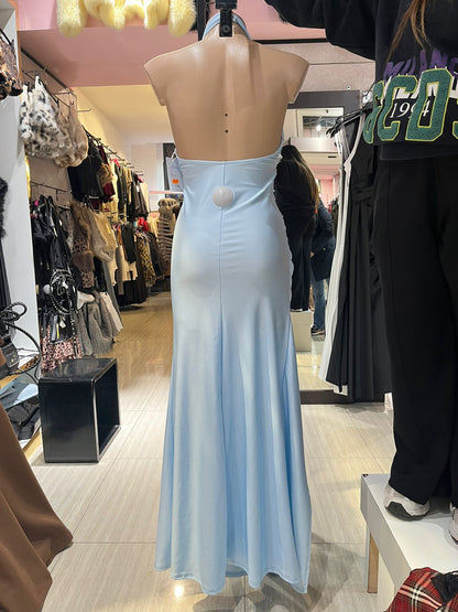 Abito lungo in raso aurora