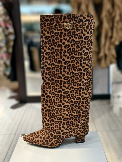 Stivali Leopardati camoscio