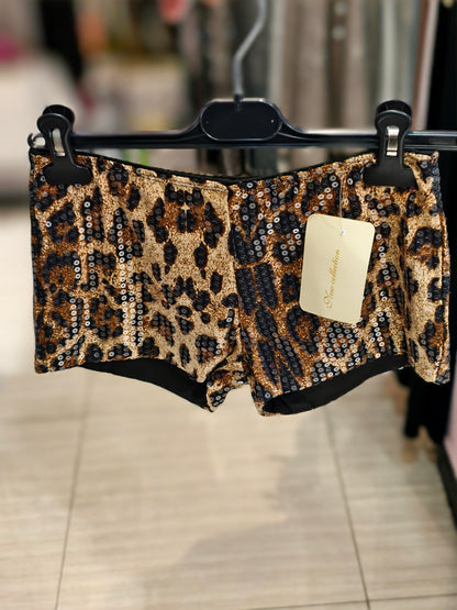 Culotte pantaloncino Brillantinato Laopardato